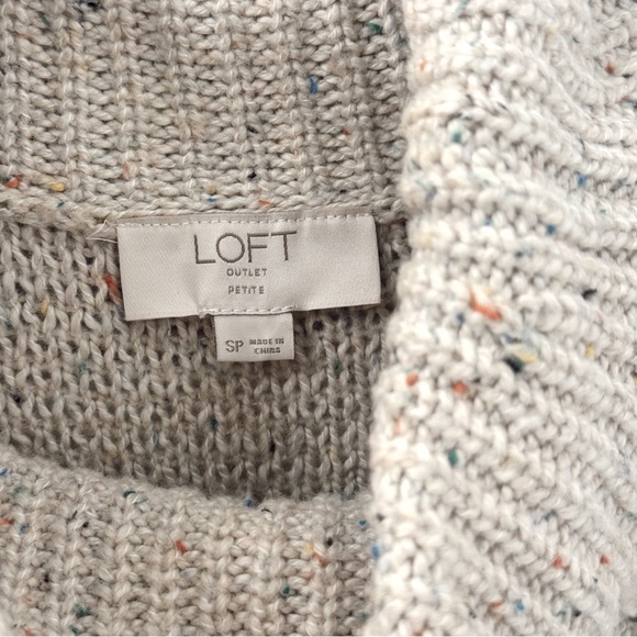 LOFT Cozy Knit Cowl Neck Cream Sweater Dress - Picture 8 of 9